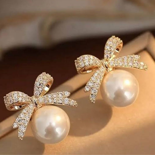 Bow Pearl Earrings (ER149)