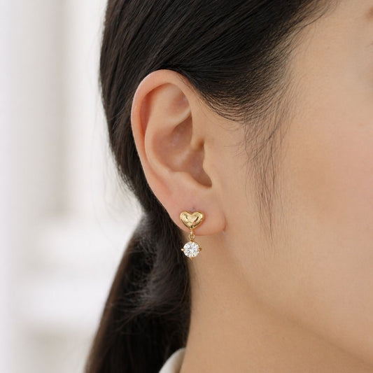 Drop Heart Hoop Earrings