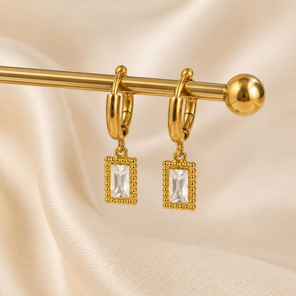 Baguette Frame Huggie Earrings