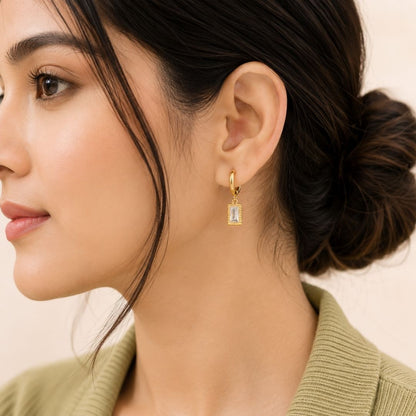 Baguette Frame Huggie Earrings