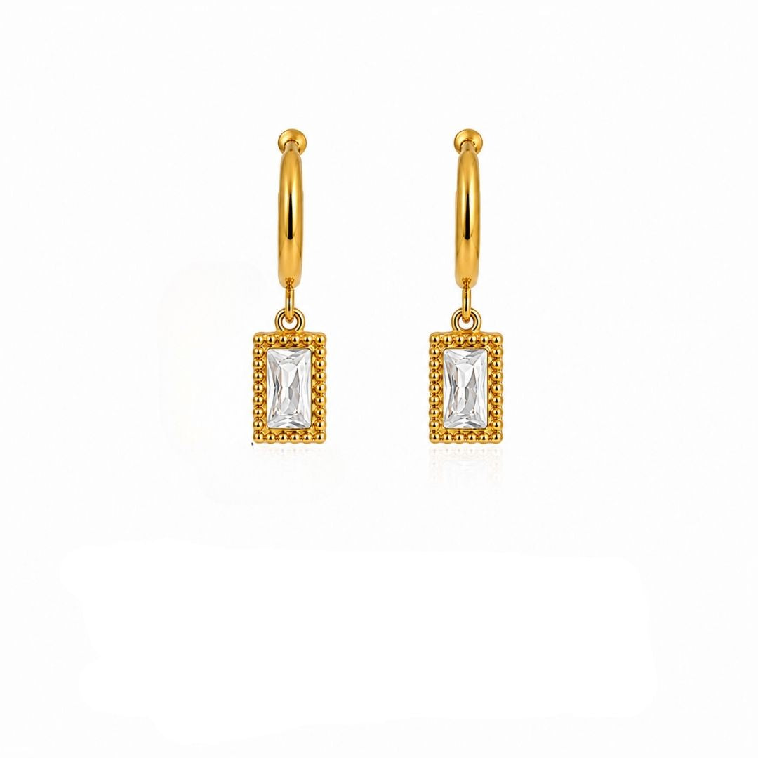 Baguette Frame Huggie Earrings