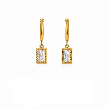 Baguette Frame Huggie Earrings