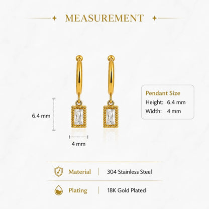 Baguette Frame Huggie Earrings