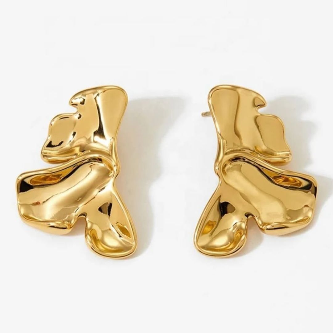 Sculpted Gold Abstract Earrings