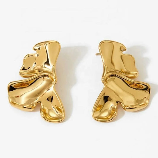 Sculpted Gold Abstract Earrings
