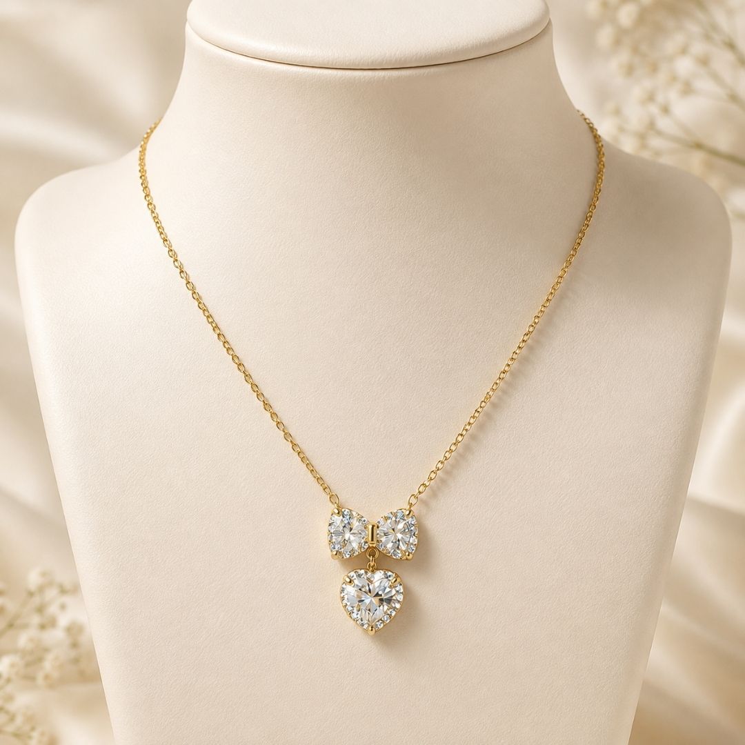 Meher Bow Heart Necklace