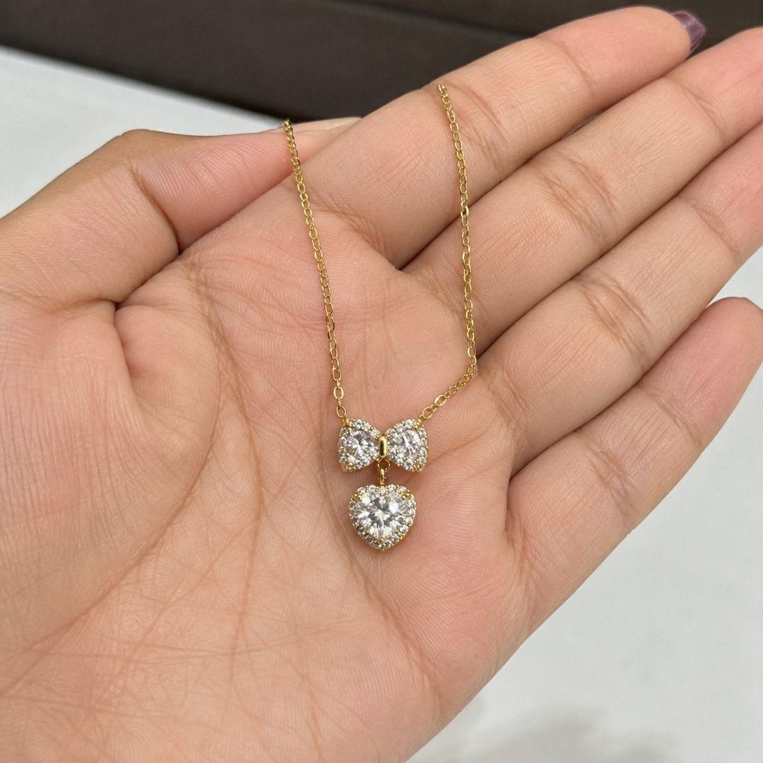 Meher Bow Heart Necklace