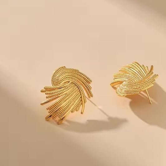 Golden Swirl Statement Earrings