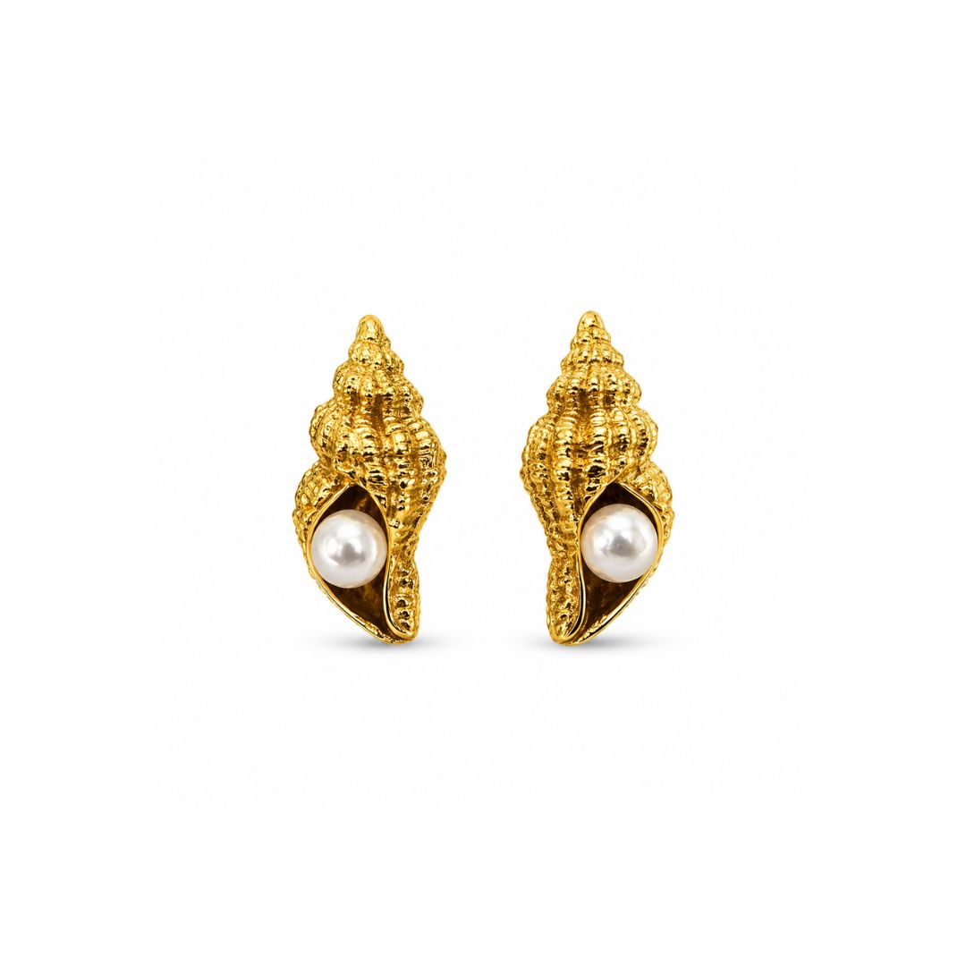 Seashell Pearl Earrings