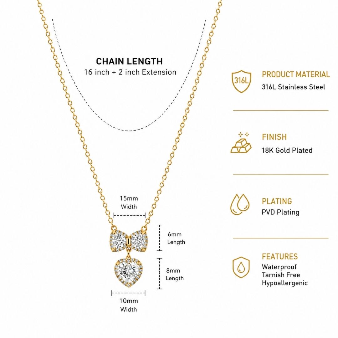 Meher Bow Heart Necklace