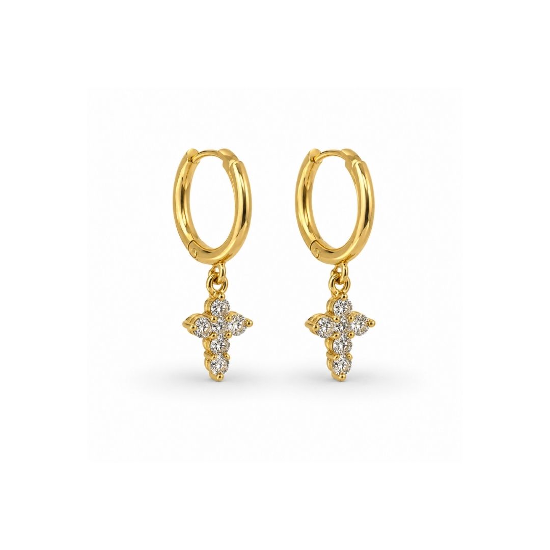 Dainty Cross Hoop Earrings