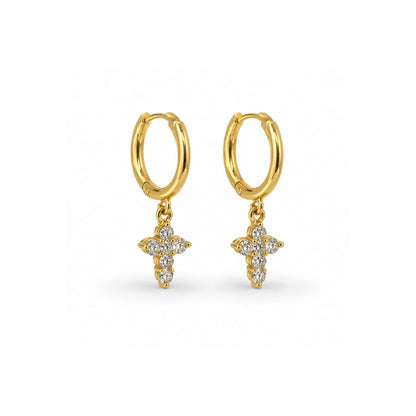 Dainty Cross Hoop Earrings