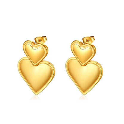 Double Hearts Anti-tarnish Earrings