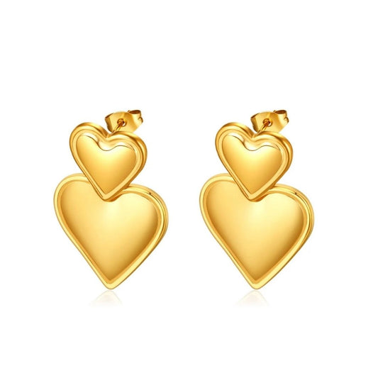 Double Hearts Anti-tarnish Earrings (ER138)