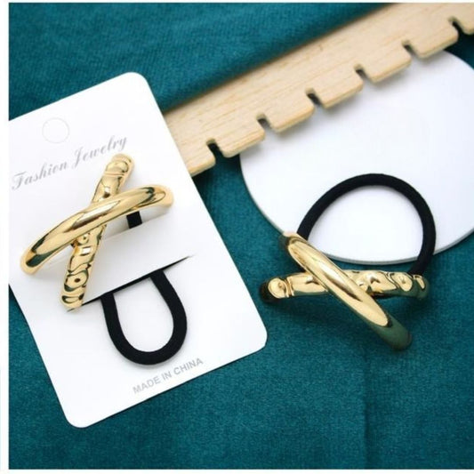 Stylish Gold Crossover Hair Pony Cuff