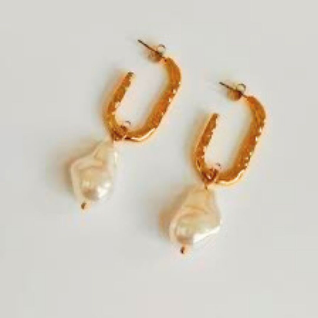 Molten Pearl Hoops Earrings