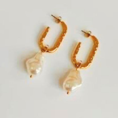 Molten Pearl Hoops Earrings