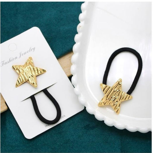 Gold Textured Star Hair Pony Cuff