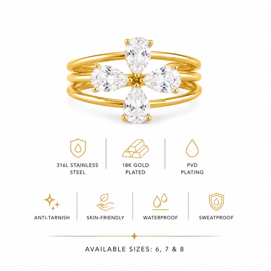 Zinnia Triple Band Ring