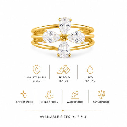 Zinnia Triple Band Ring