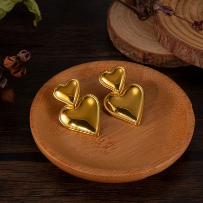 Double Hearts Anti-tarnish Earrings