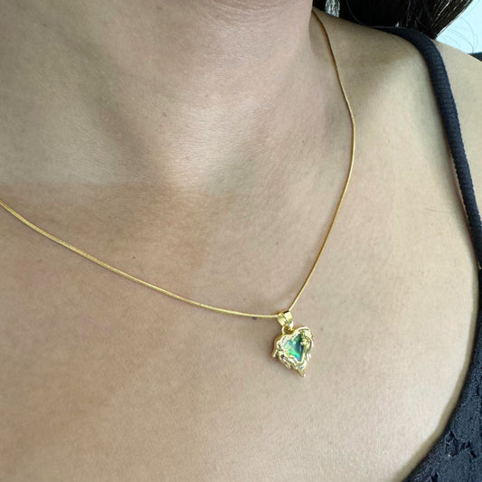 Blue Heart Anti-tarnish Necklace (NL6017)