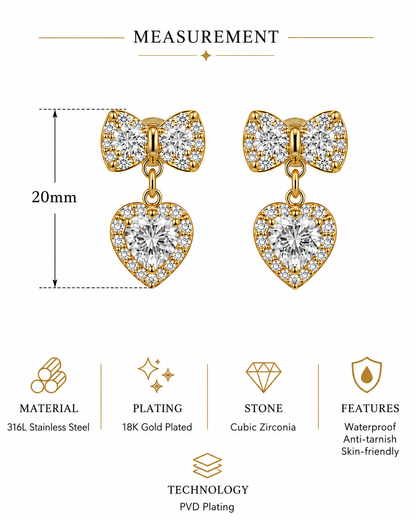 Nazakat Bow Heart Earrings