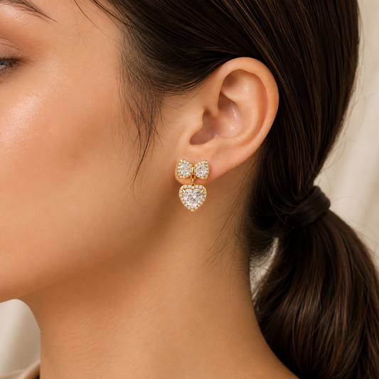 Nazakat Bow Heart Earrings