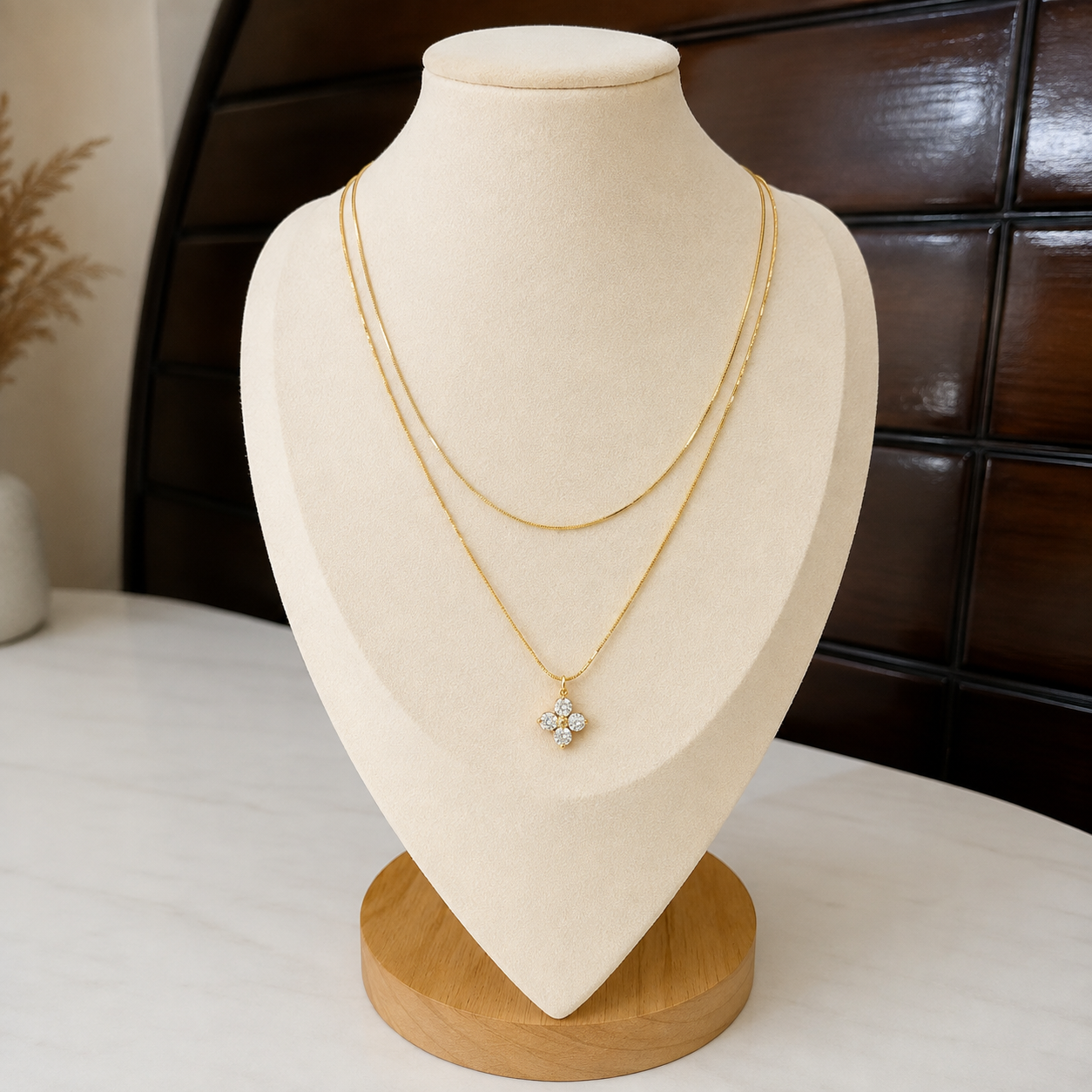 Celeste Clover Layered Necklace
