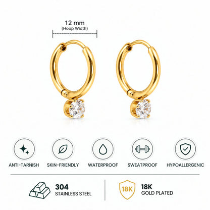 Hexaglow Hoops Earrings product features infographic