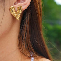 Dented Heart Anti-tarnish Earrings
