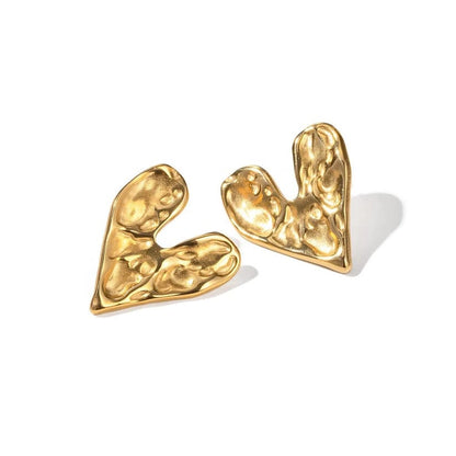 Dented Heart Anti-tarnish Earrings