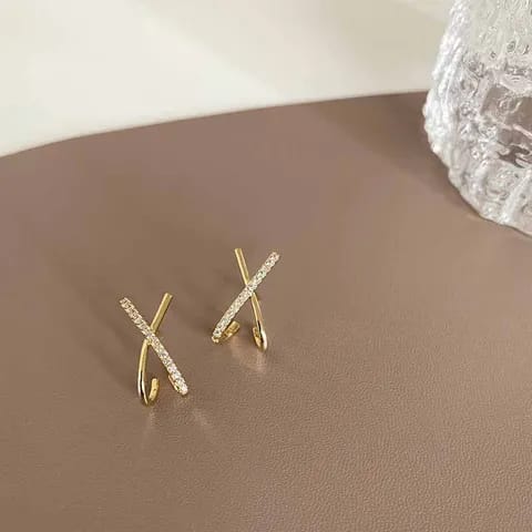 Golden Cross Stud Earrings (ER127)