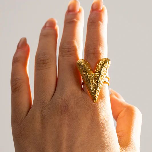 Big Bold Heart Adjustable Anti-tarnish Ring (RG259)