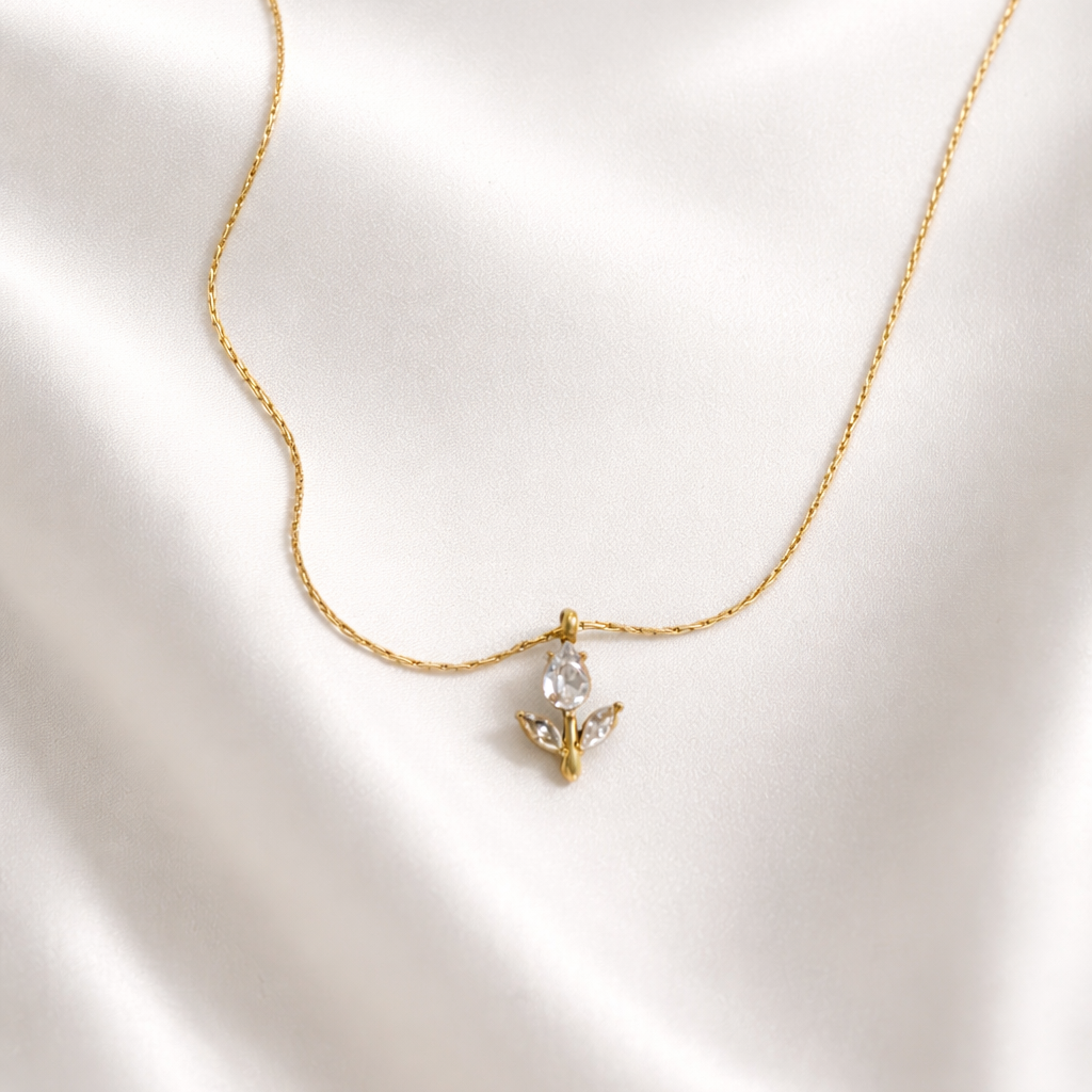 Delicate gold  tulip necklace